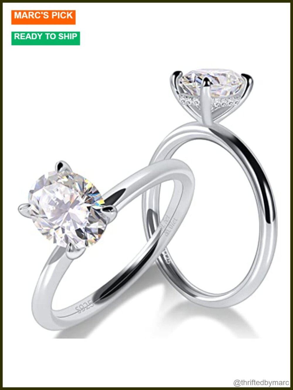 S925 Sterling Silver Oval Moissanite Engagement Ring Hidden Halo